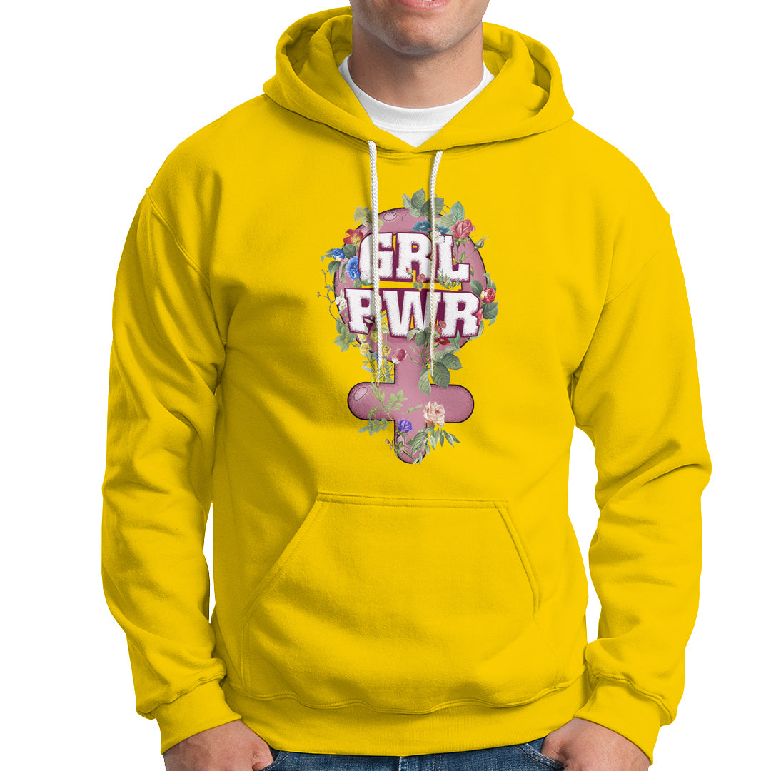 GRL PWR Girl Power Feminist Women's Day March Hoodie - Wonder Print Shop