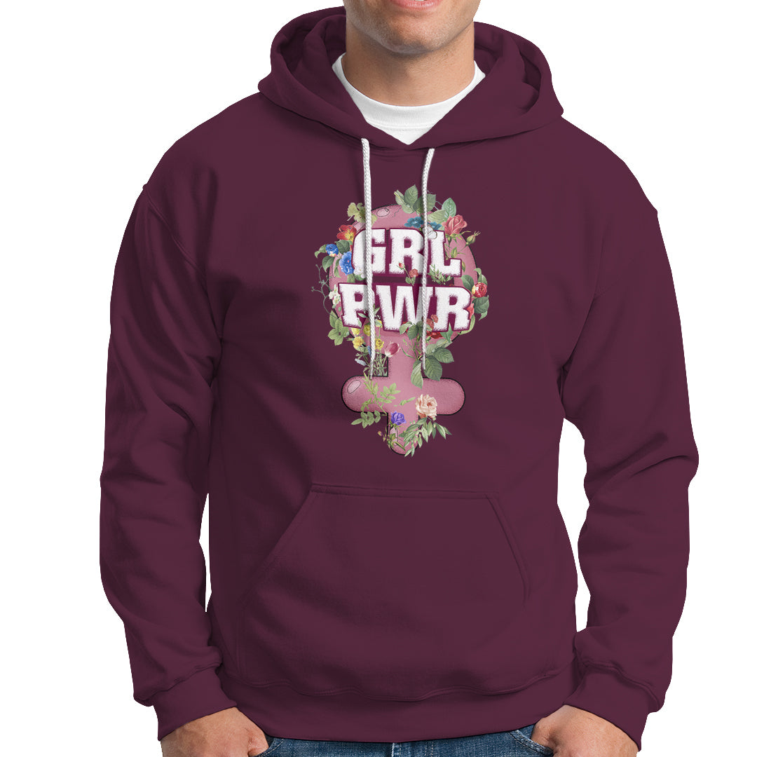 GRL PWR Girl Power Feminist Women's Day March Hoodie - Wonder Print Shop