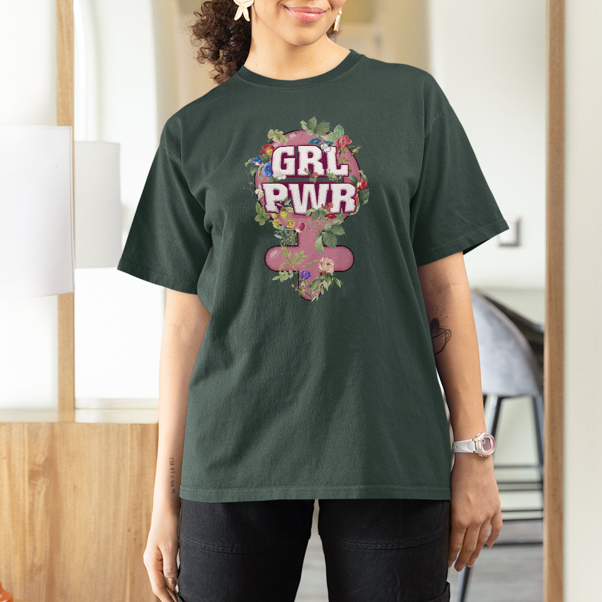 GRL PWR Girl Power Feminist Women's Day March T Shirt For Women - Wonder Print Shop