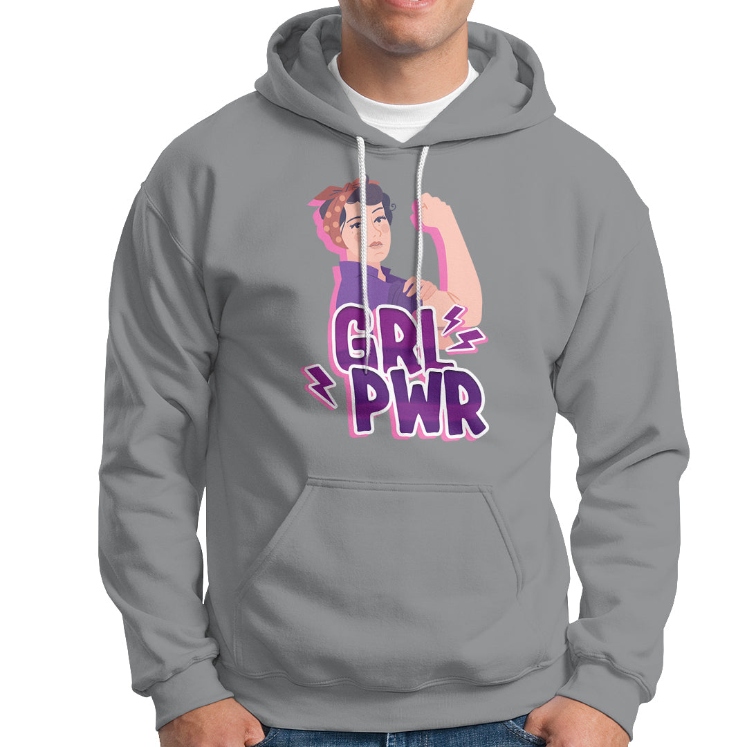 GRL PWR Girl Power Feminist Women Power Women's Day Hoodie - Wonder Print Shop