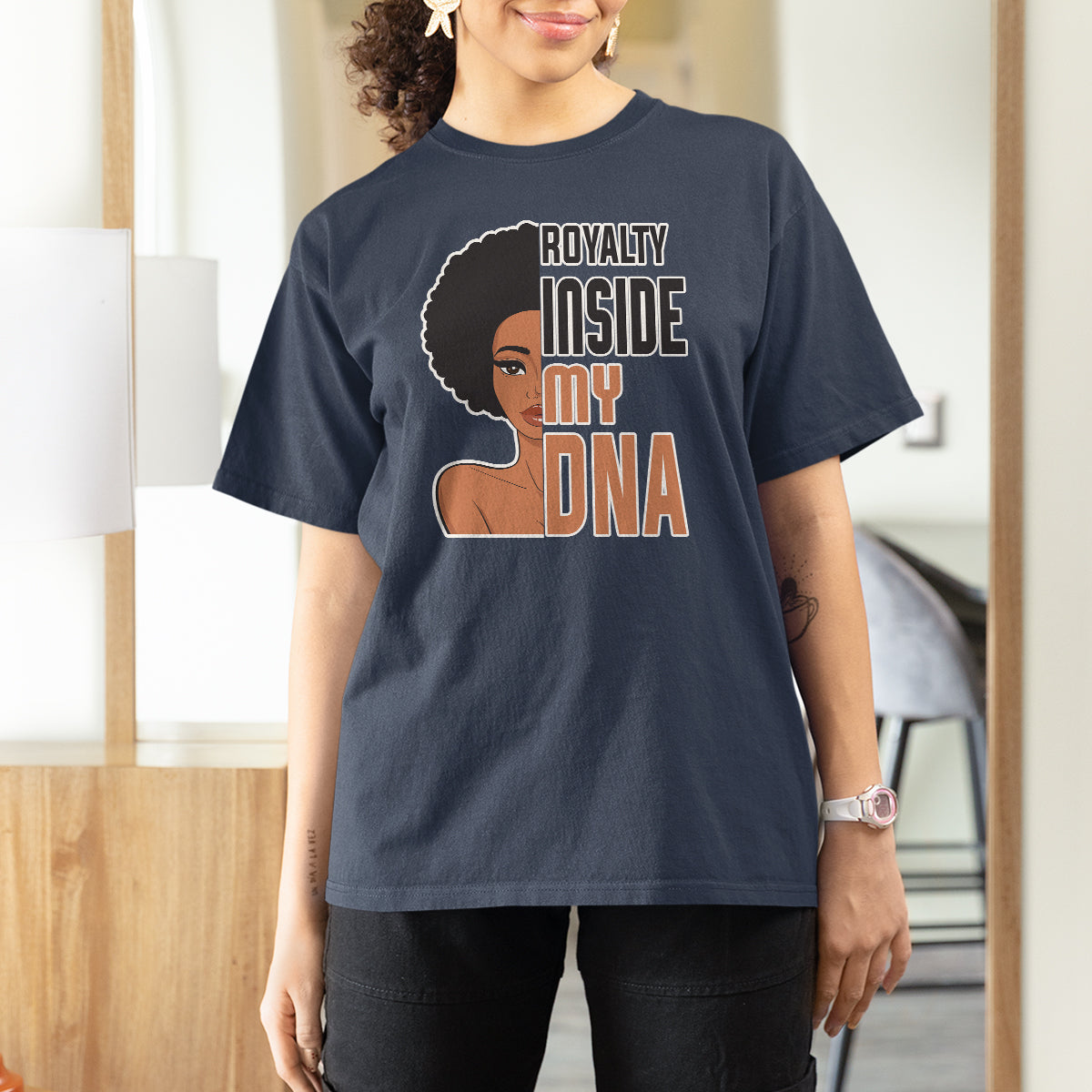 African American Women T Shirt For Women Royalty Inside My DNA - Wonder Print Shop