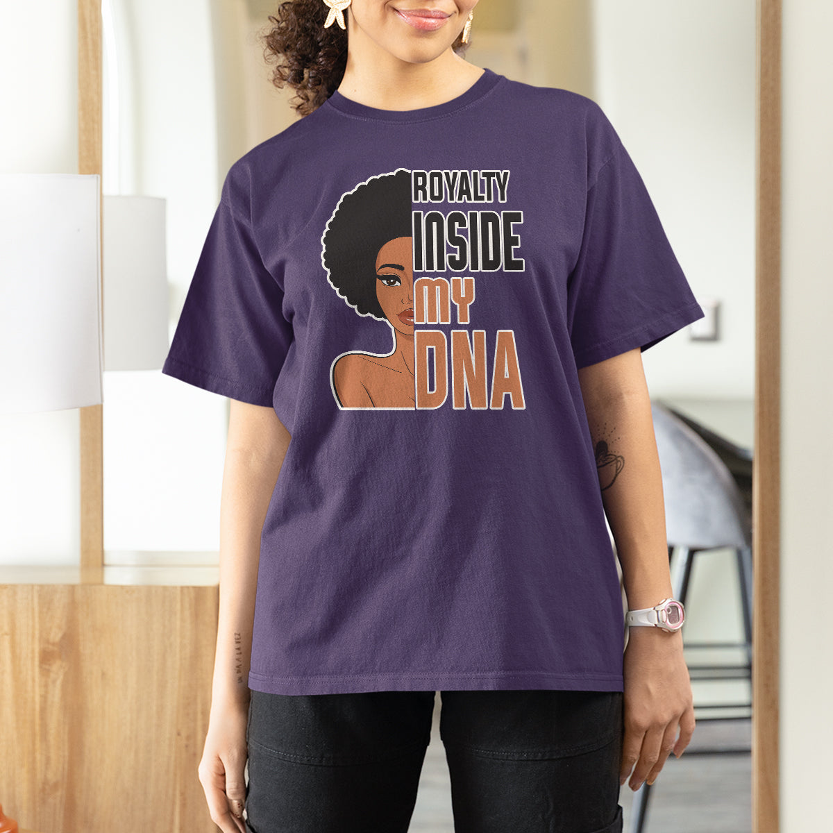 African American Women T Shirt For Women Royalty Inside My DNA - Wonder Print Shop