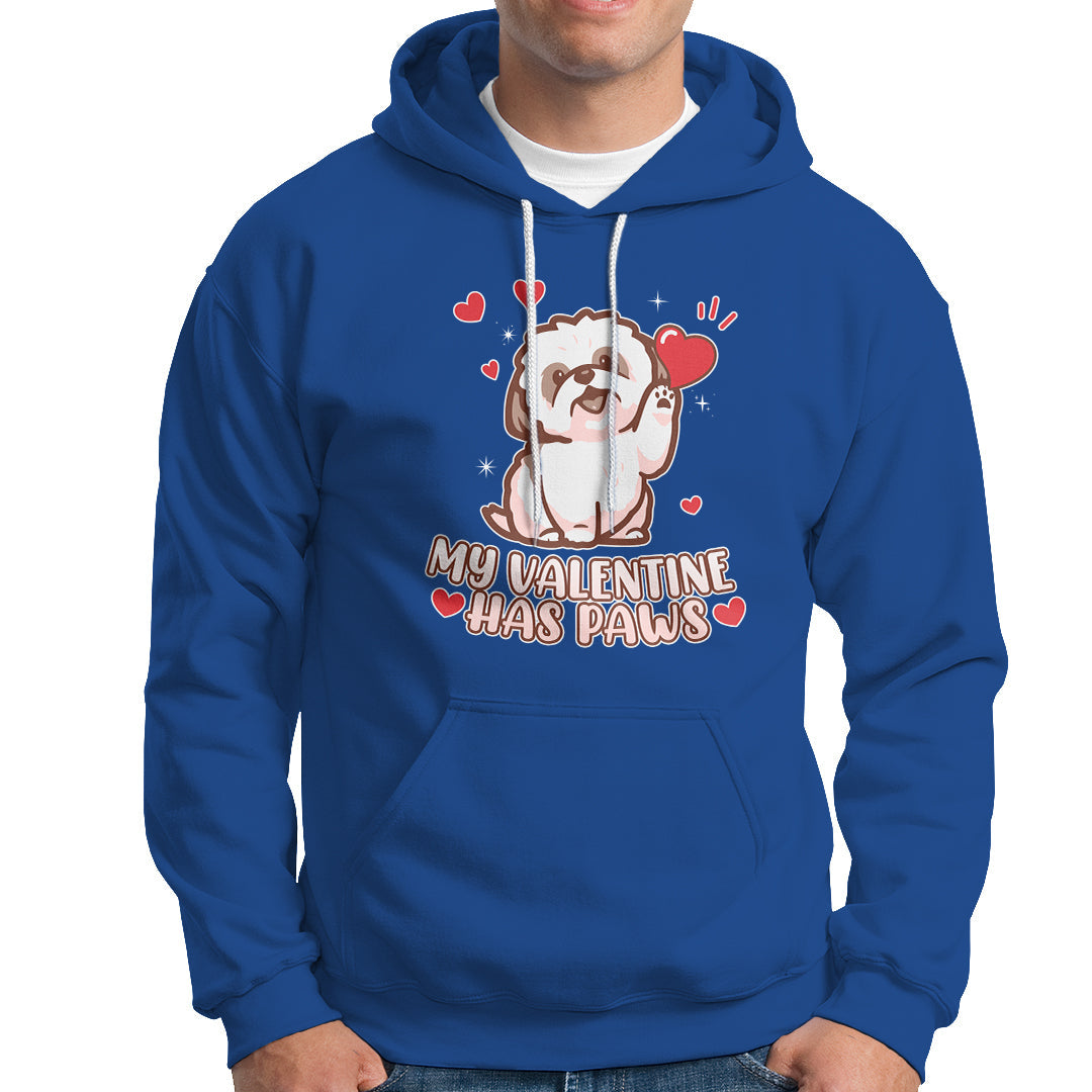 Happy Valentine's Day, Cute Shih-tzu Puppy Smiling My Valentine Has Paws Hoodie - Wonder Print Shop