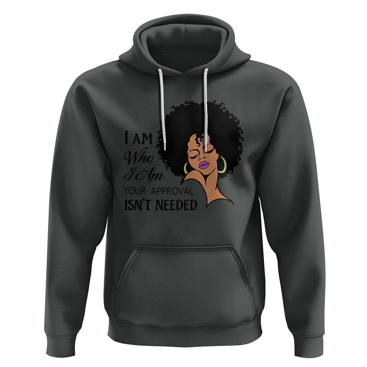 Black Queen Lady Curly Natural Afro African American Ladies Hoodie - Wonder Print Shop