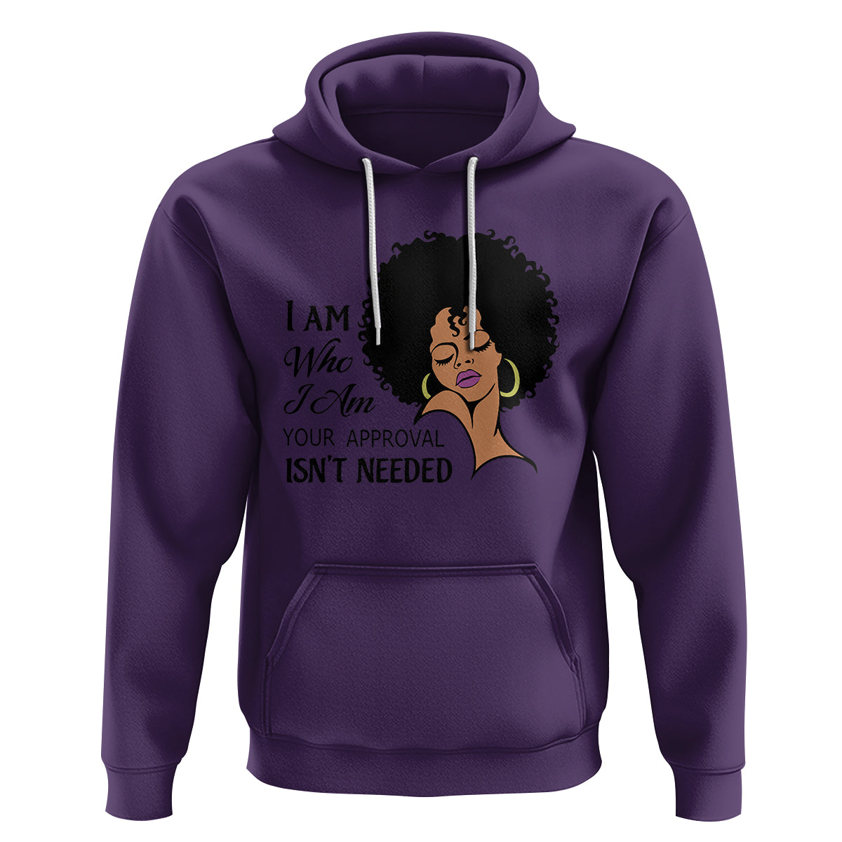 Black Queen Lady Curly Natural Afro African American Ladies Hoodie - Wonder Print Shop