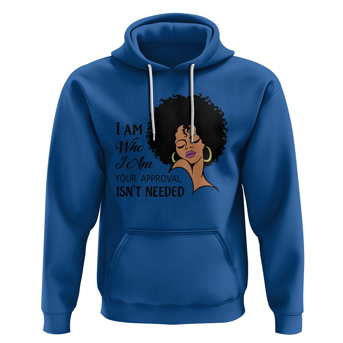 Black Queen Lady Curly Natural Afro African American Ladies Hoodie - Wonder Print Shop