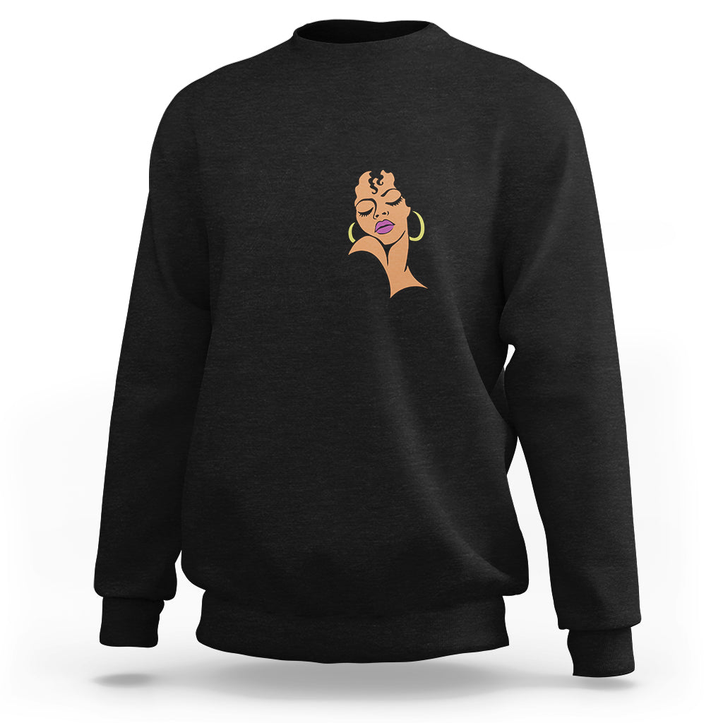 Black Queen Lady Curly Natural Afro African American Ladies Sweatshirt - Wonder Print Shop
