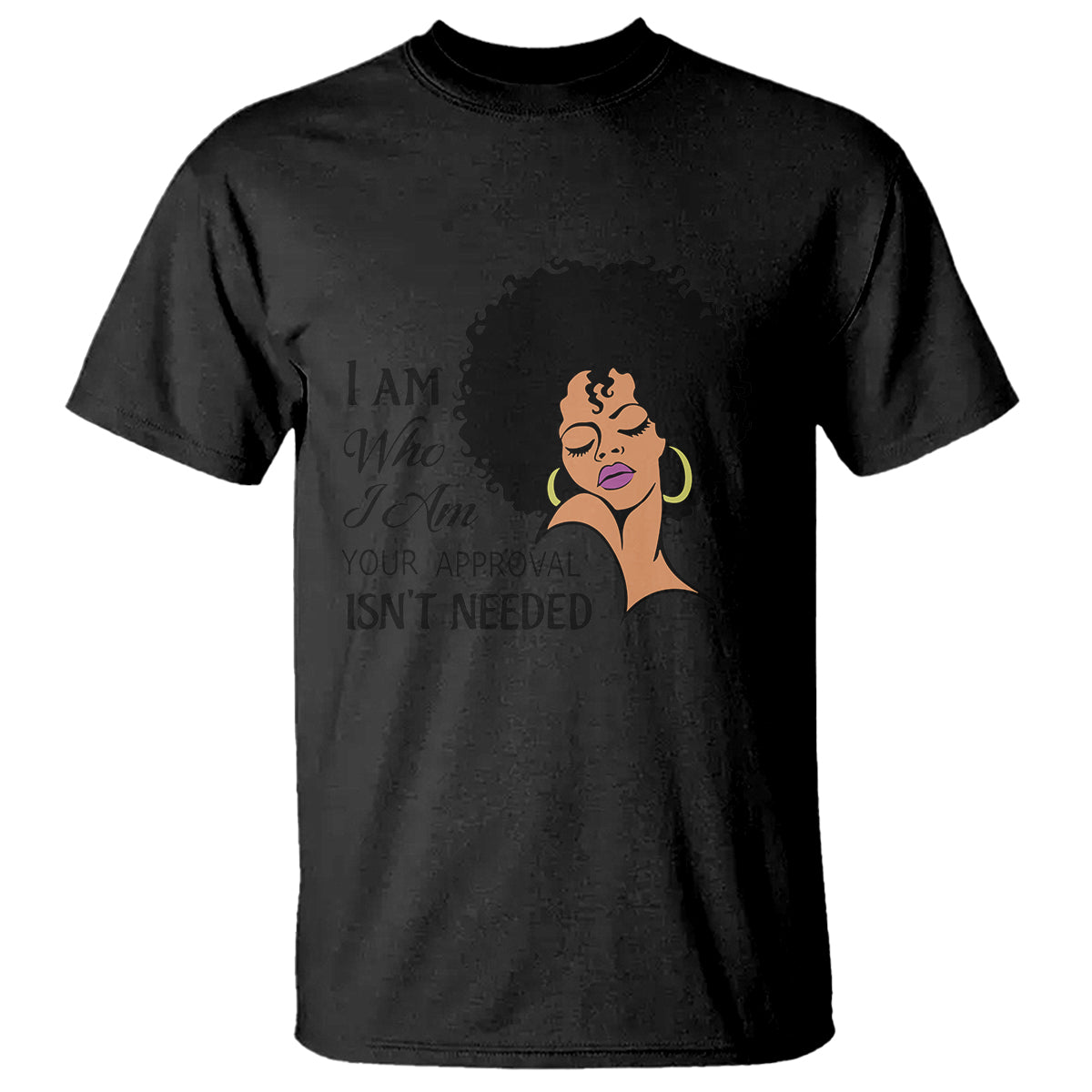 Black Queen Lady Curly Natural Afro African American Ladies T Shirt - Wonder Print Shop