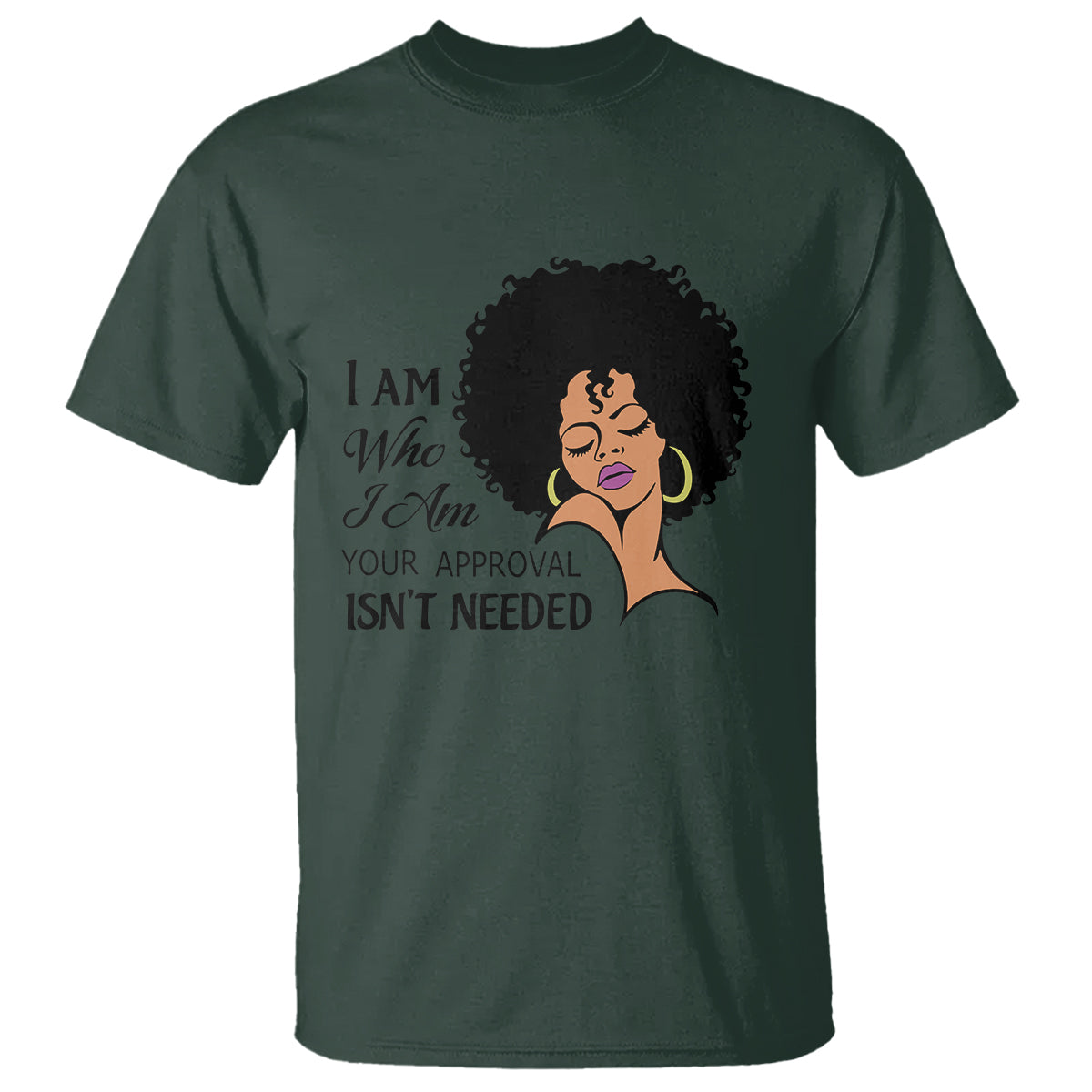 Black Queen Lady Curly Natural Afro African American Ladies T Shirt - Wonder Print Shop