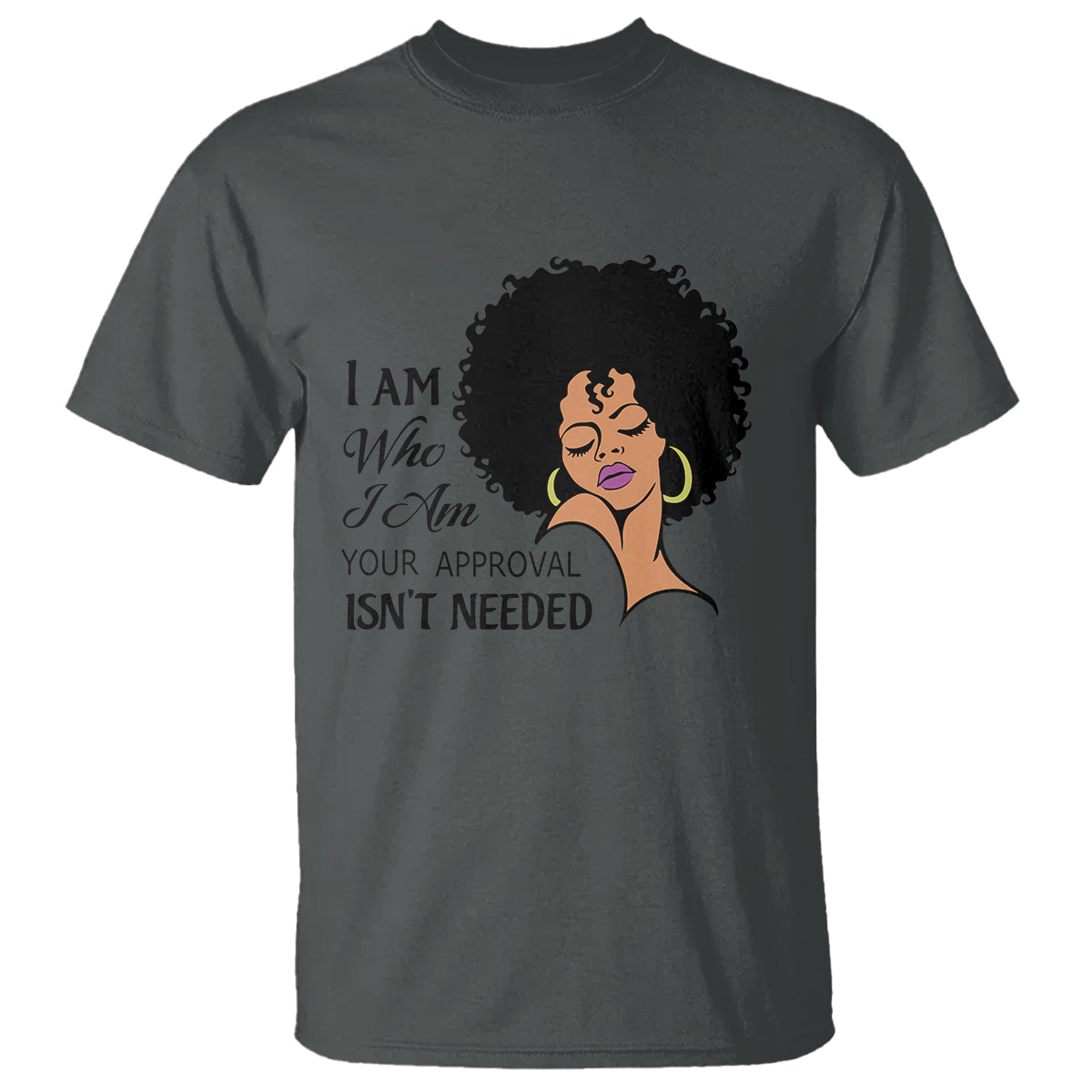 Black Queen Lady Curly Natural Afro African American Ladies T Shirt - Wonder Print Shop