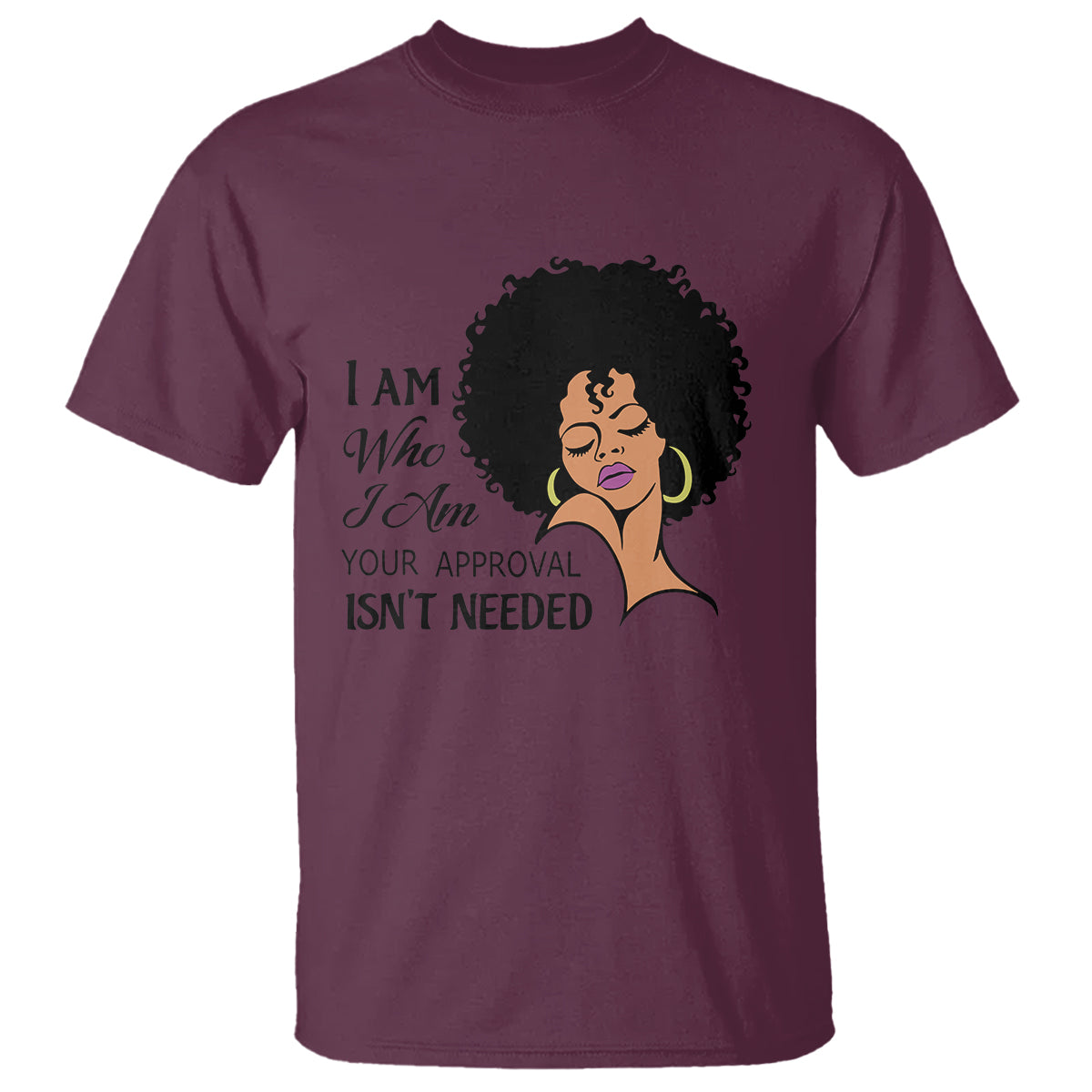 Black Queen Lady Curly Natural Afro African American Ladies T Shirt - Wonder Print Shop