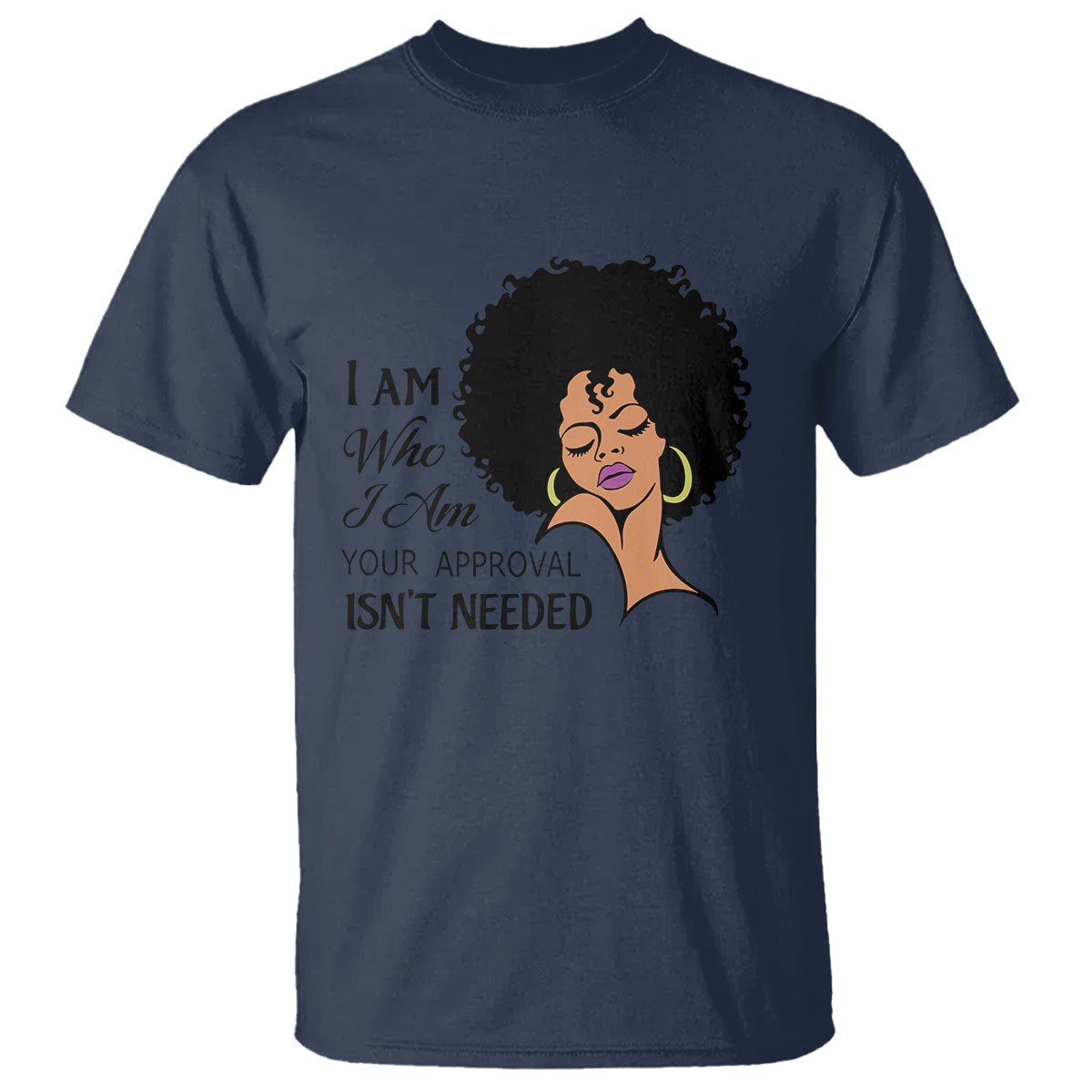 Black Queen Lady Curly Natural Afro African American Ladies T Shirt - Wonder Print Shop