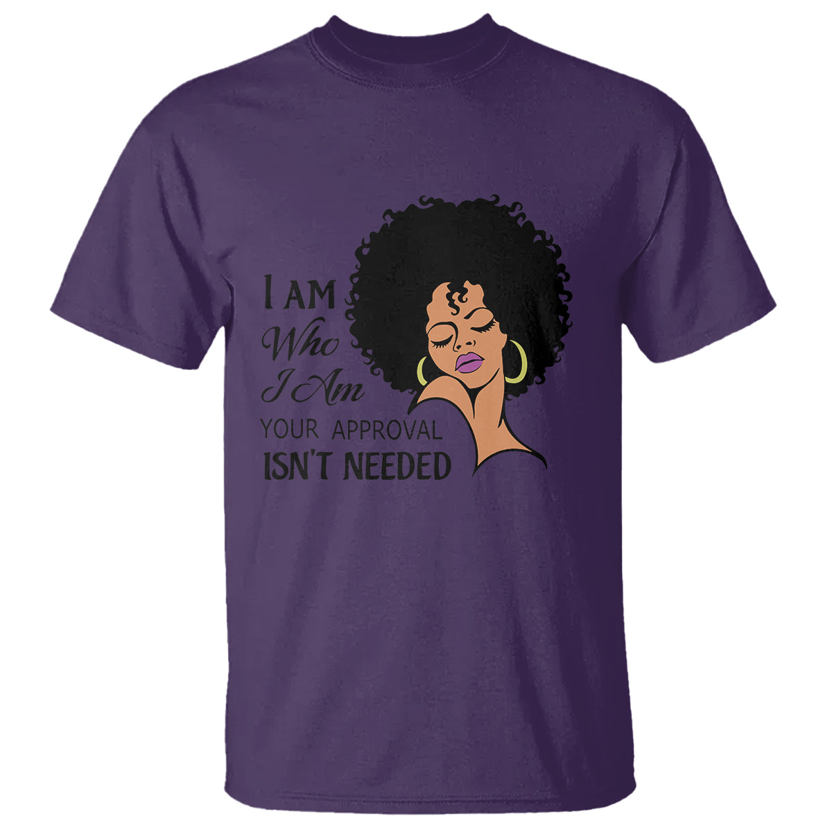 Black Queen Lady Curly Natural Afro African American Ladies T Shirt - Wonder Print Shop