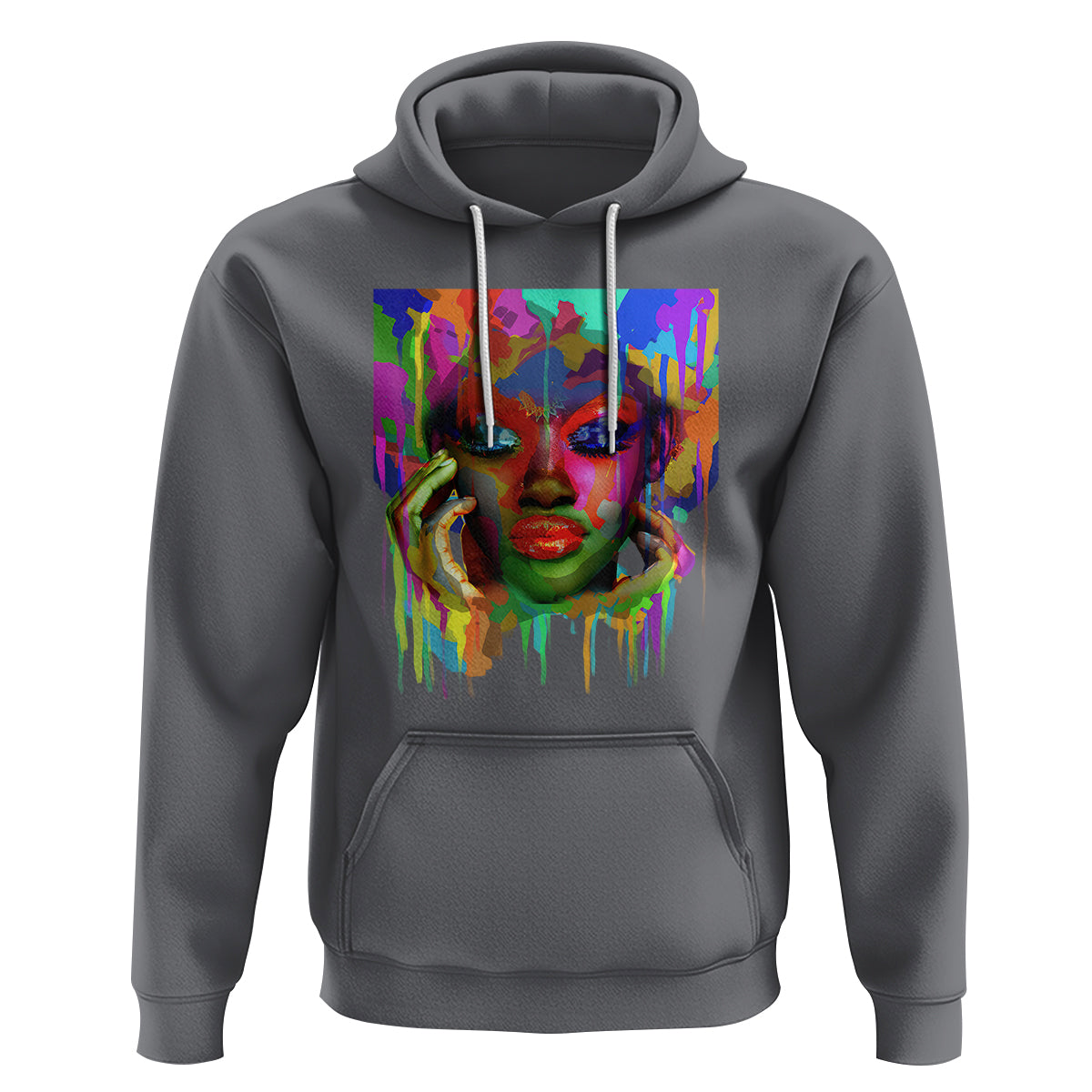 Cool African Woman Afro Color Painted Face Hoodie - Wonder Print Shop