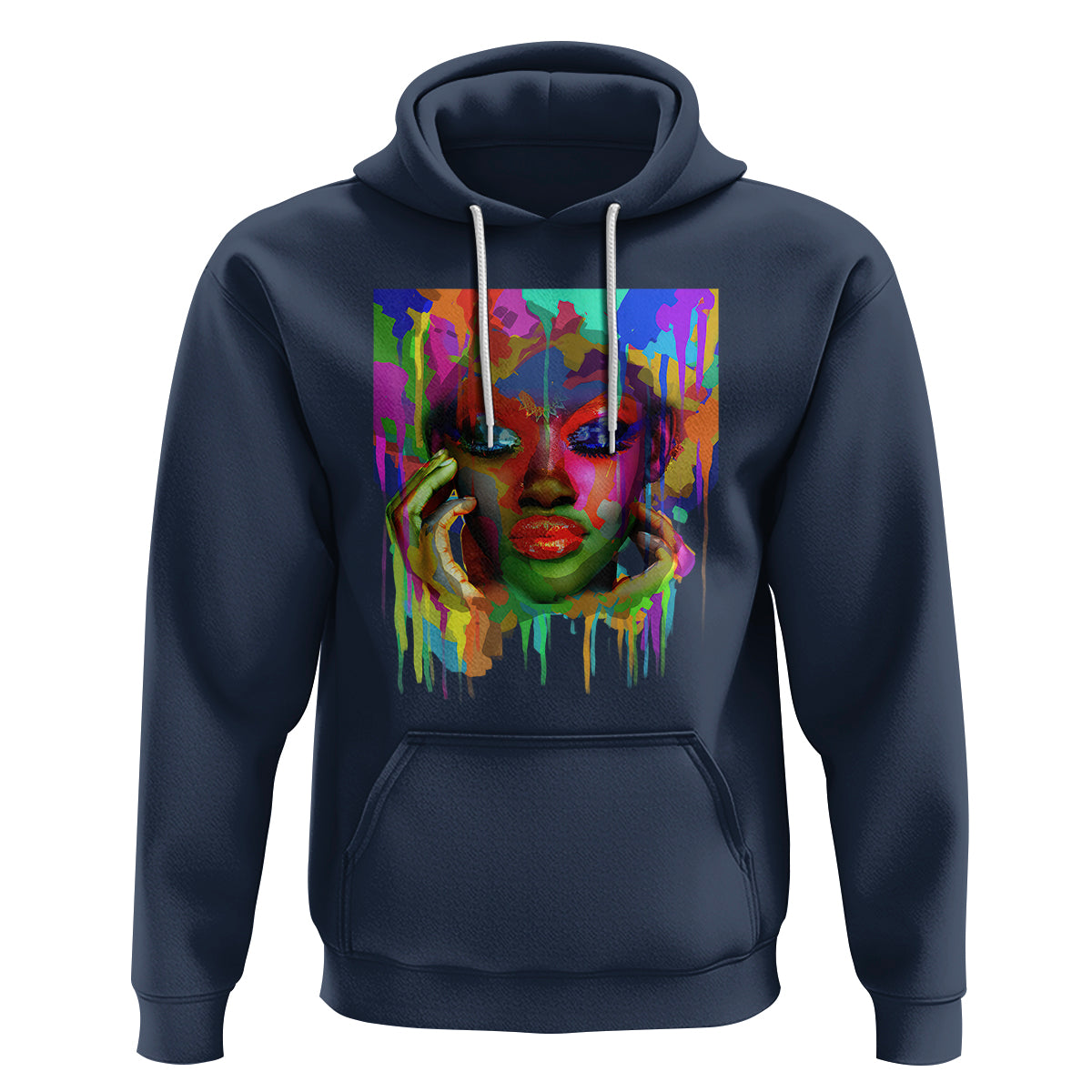 Cool African Woman Afro Color Painted Face Hoodie - Wonder Print Shop