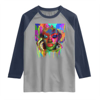 Afro Woman Graphic Raglan Shirt African Pride Color Painted