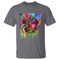 Cool African Woman Afro Color Painted Face T Shirt - Wonder Print Shop