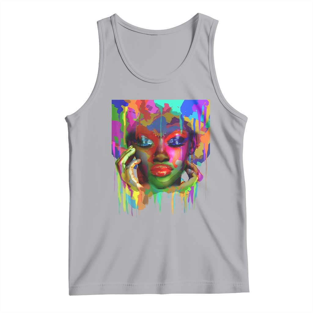 Afro Woman Graphic Tank Top African Pride Color Painted