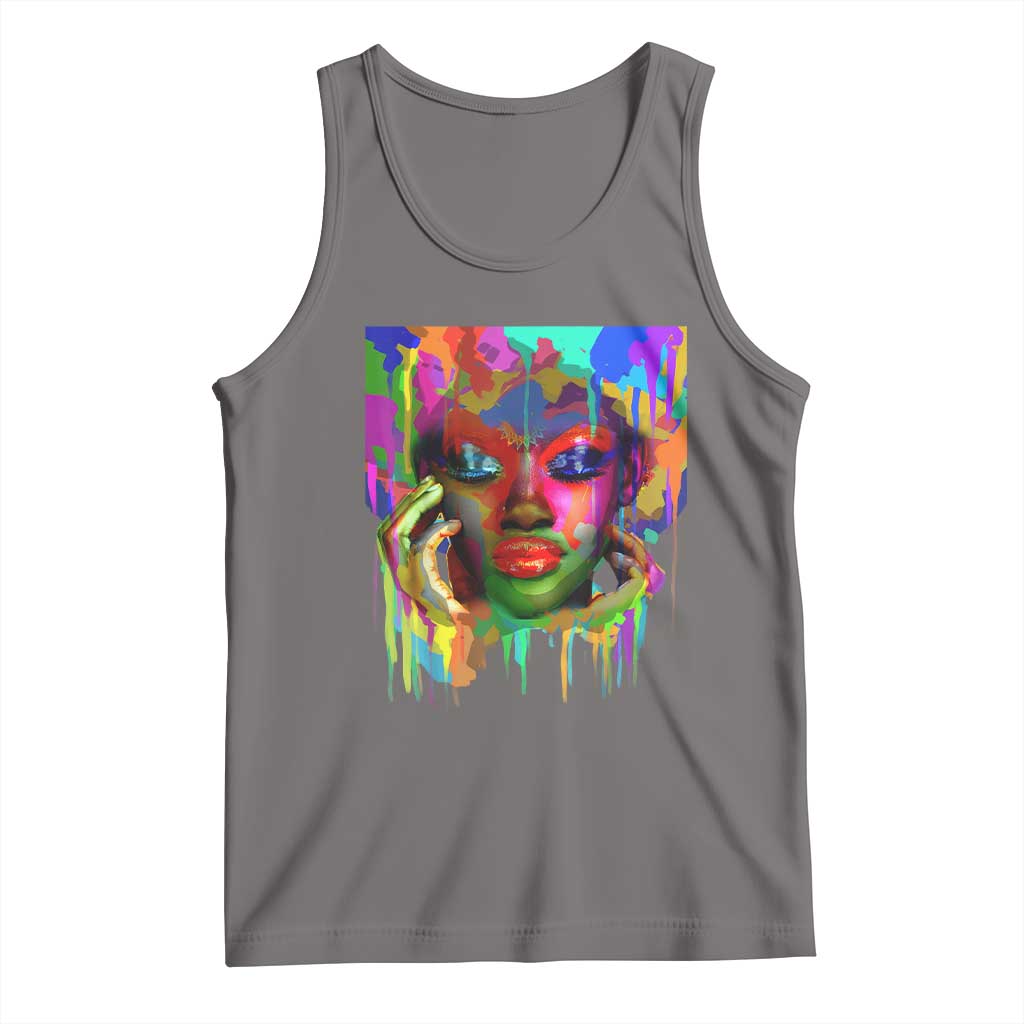 Afro Woman Graphic Tank Top African Pride Color Painted