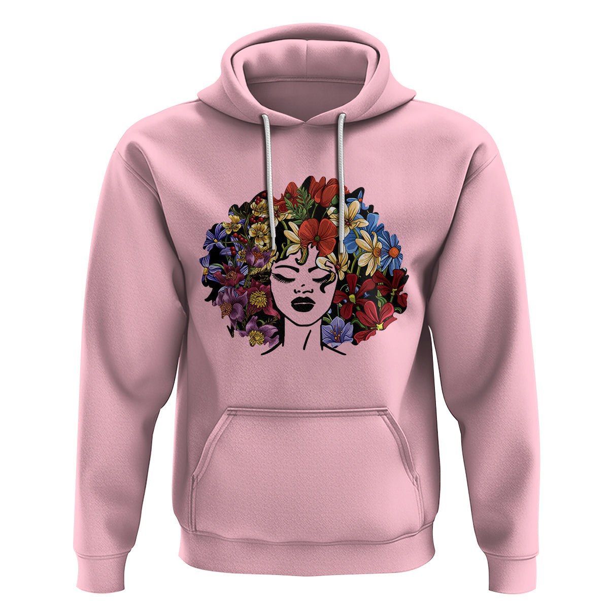 Black History Themed Hoodie For Women Afro Flower Hair Juneteenth - Wonder Print Shop