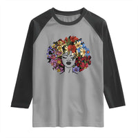 Black History Raglan Shirt For Women Afro Flower Hair Juneteenth