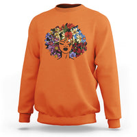 Black History Themed Sweatshirt For Women Afro Flower Hair Juneteenth - Wonder Print Shop