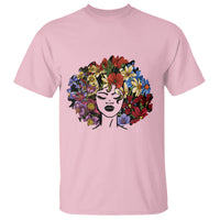 Black History Themed T Shirt For Women Afro Flower Hair Juneteenth - Wonder Print Shop
