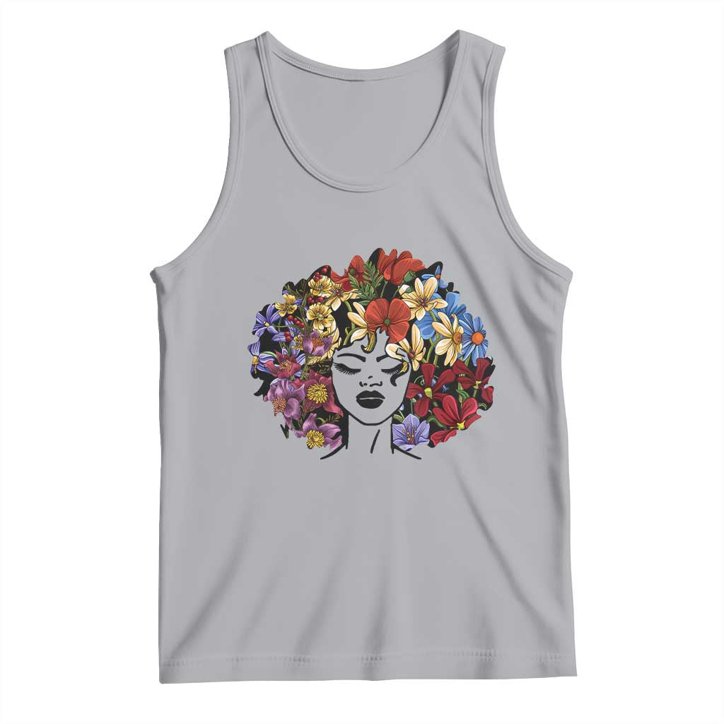 Black History Tank Top For Women Afro Flower Hair Juneteenth