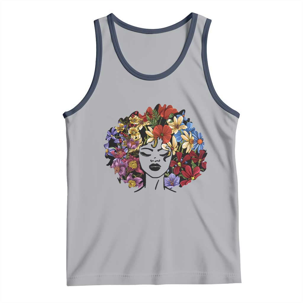 Black History Tank Top For Women Afro Flower Hair Juneteenth