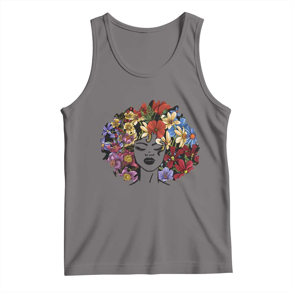 Black History Tank Top For Women Afro Flower Hair Juneteenth