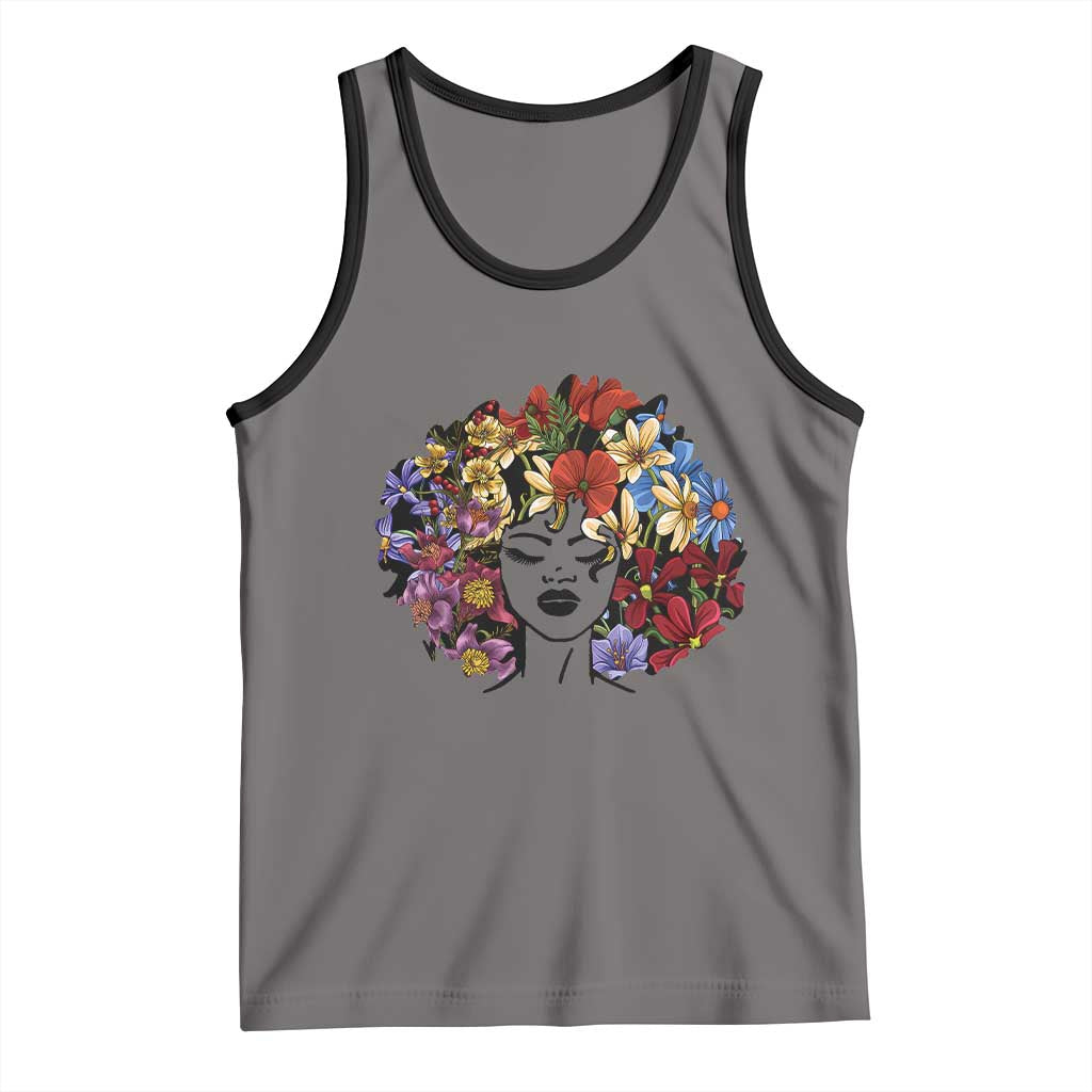 Black History Tank Top For Women Afro Flower Hair Juneteenth