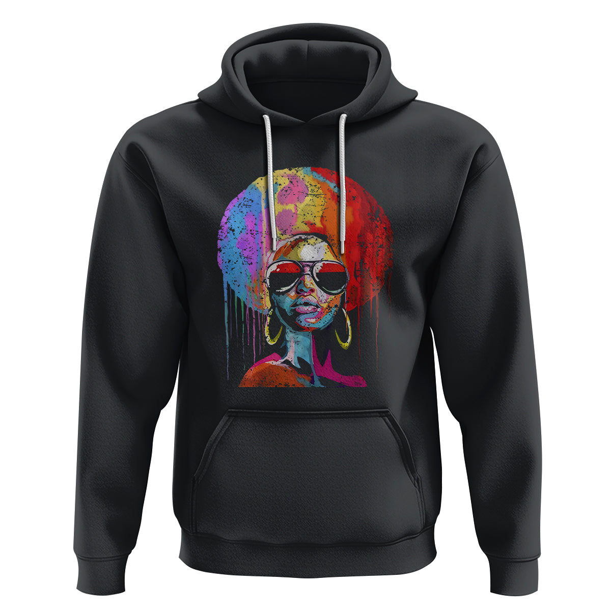 Womens Black Queen Afro Melanin Dripping Juneteenth Hoodie - Wonder Print Shop