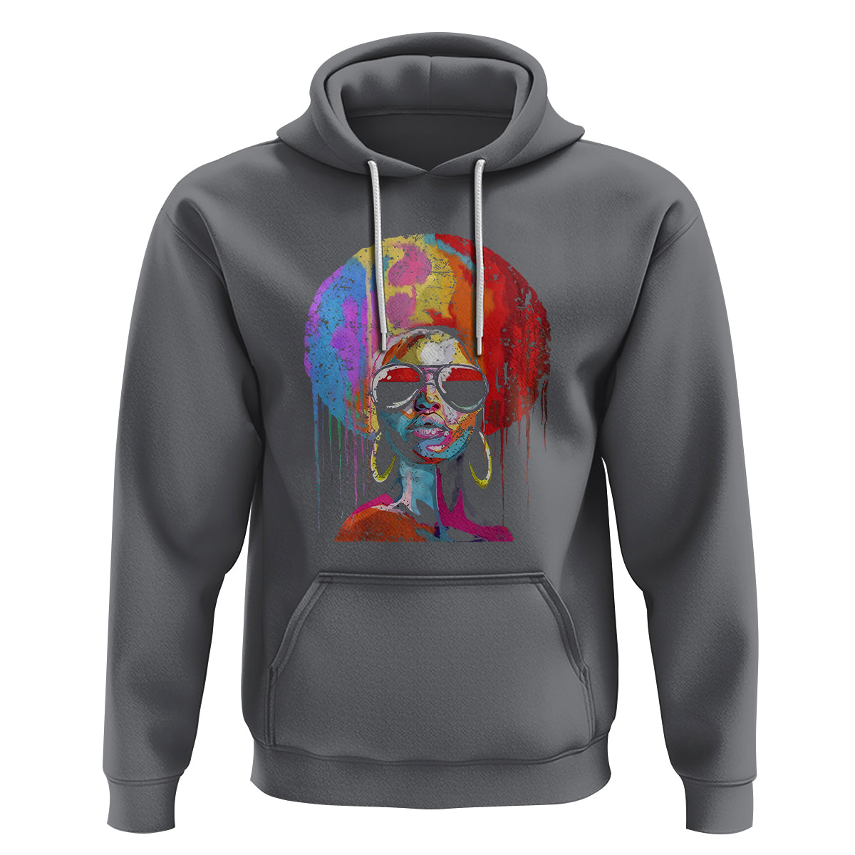 Womens Black Queen Afro Melanin Dripping Juneteenth Hoodie - Wonder Print Shop
