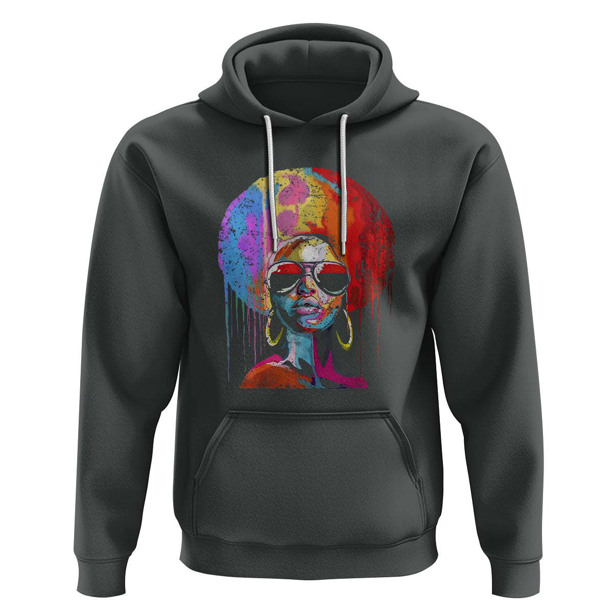 Womens Black Queen Afro Melanin Dripping Juneteenth Hoodie - Wonder Print Shop