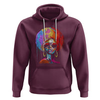 Womens Black Queen Afro Melanin Dripping Juneteenth Hoodie - Wonder Print Shop
