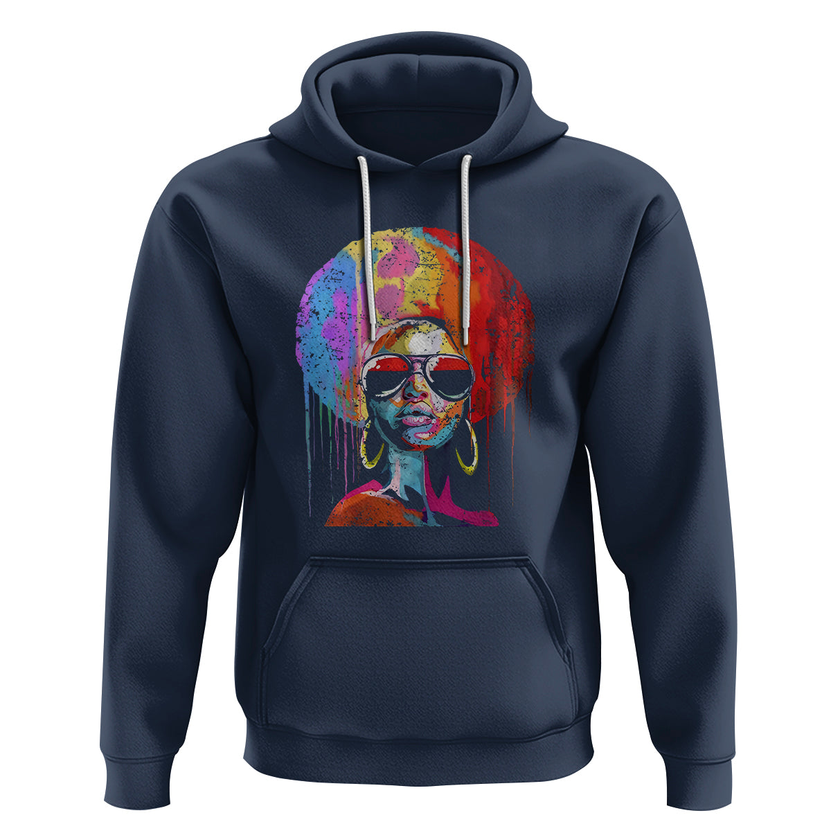 Womens Black Queen Afro Melanin Dripping Juneteenth Hoodie - Wonder Print Shop