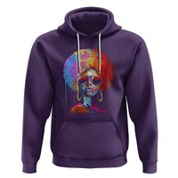 Womens Black Queen Afro Melanin Dripping Juneteenth Hoodie - Wonder Print Shop