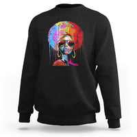 Womens Black Queen Afro Melanin Dripping Juneteenth Sweatshirt - Wonder Print Shop