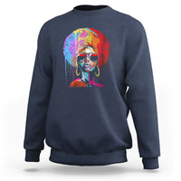 Womens Black Queen Afro Melanin Dripping Juneteenth Sweatshirt - Wonder Print Shop
