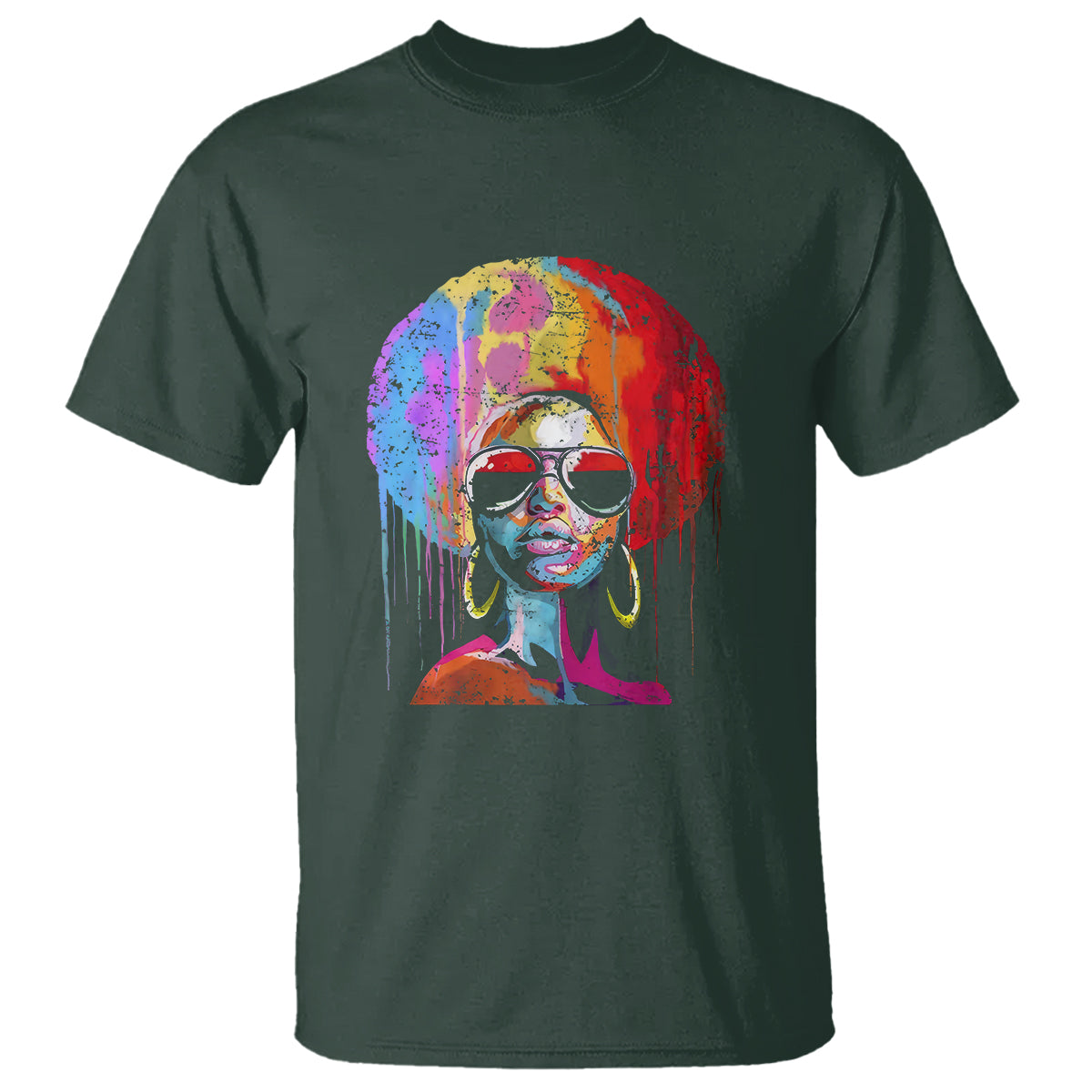 Womens Black Queen Afro Melanin Dripping Juneteenth T Shirt - Wonder Print Shop