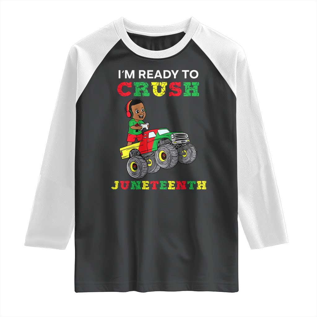 Black Boy Gamer Raglan Shirt I'm Ready To Crush Juneteenth for Boys Toddler
