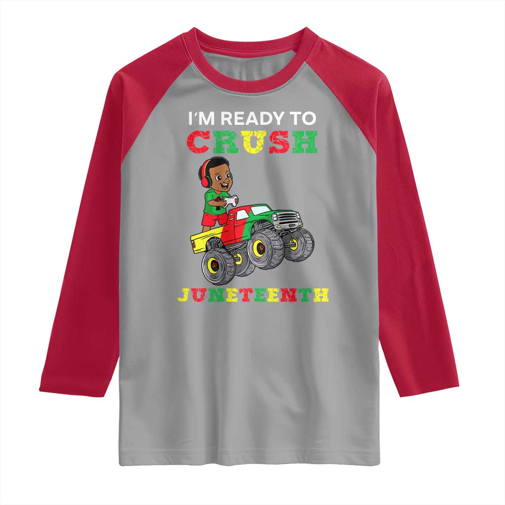 Black Boy Gamer Raglan Shirt I'm Ready To Crush Juneteenth for Boys Toddler