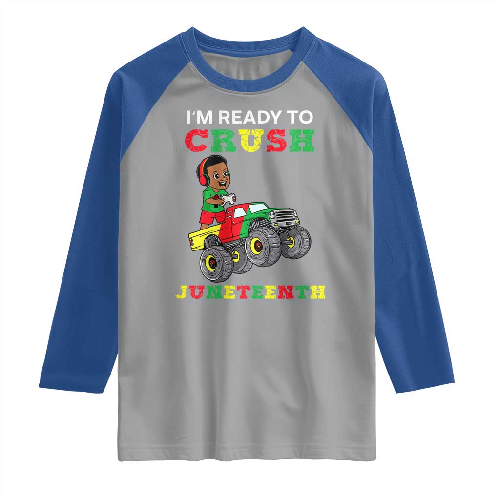 Black Boy Gamer Raglan Shirt I'm Ready To Crush Juneteenth for Boys Toddler