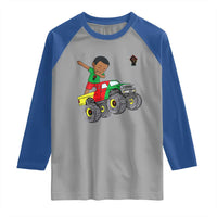 Funny Black History Raglan Shirt African Kids Dabbing Black King In Monster Truck