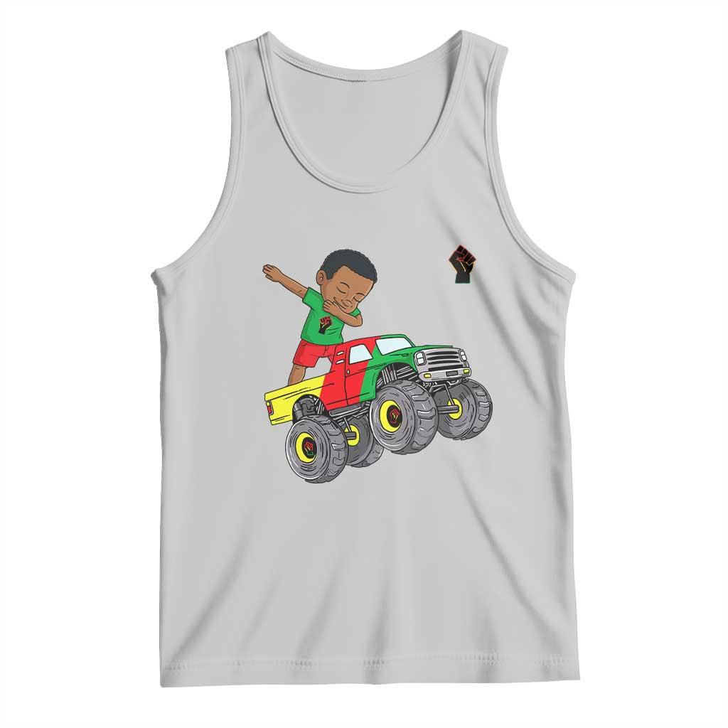 Funny Black History Tank Top African Kids Dabbing Black King In Monster Truck