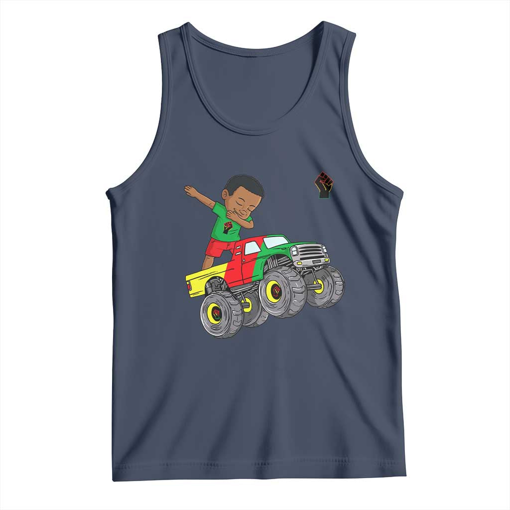 Funny Black History Tank Top African Kids Dabbing Black King In Monster Truck