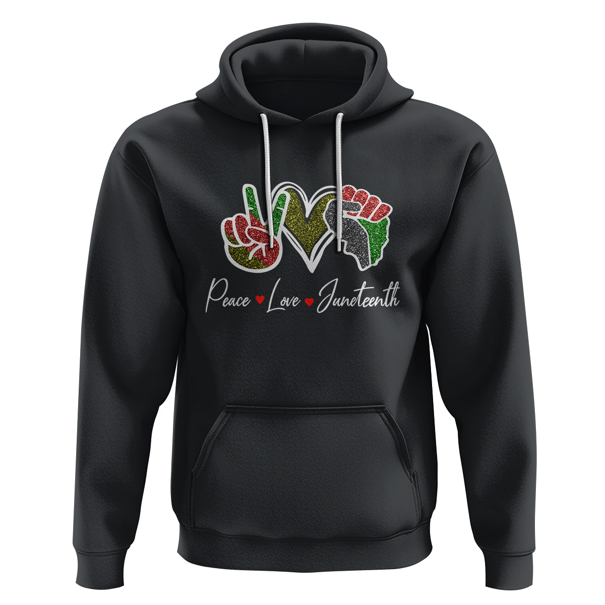 Peace Love Juneteenth Hoodie Black Pride Freedom - Wonder Print Shop