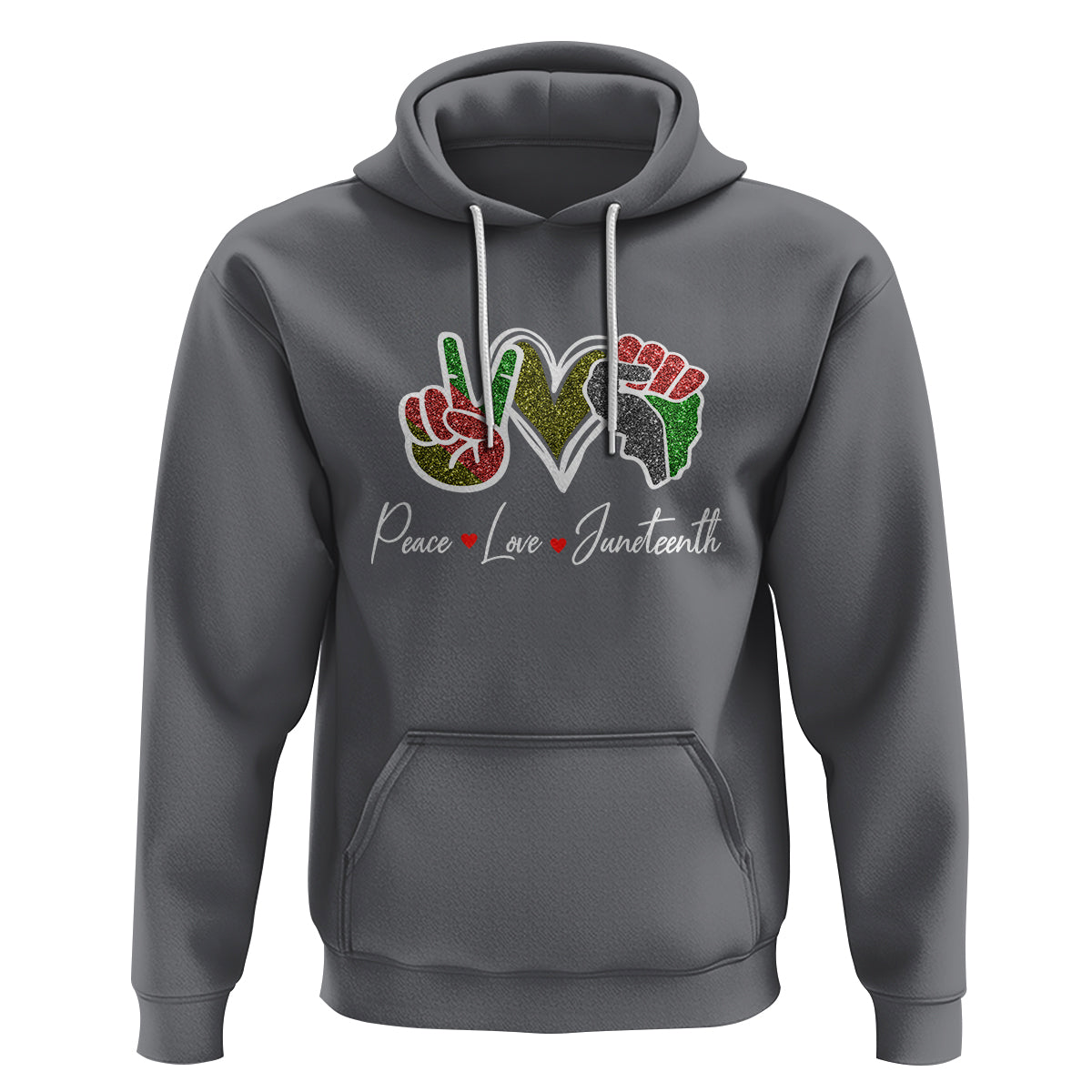 Peace Love Juneteenth Hoodie Black Pride Freedom - Wonder Print Shop