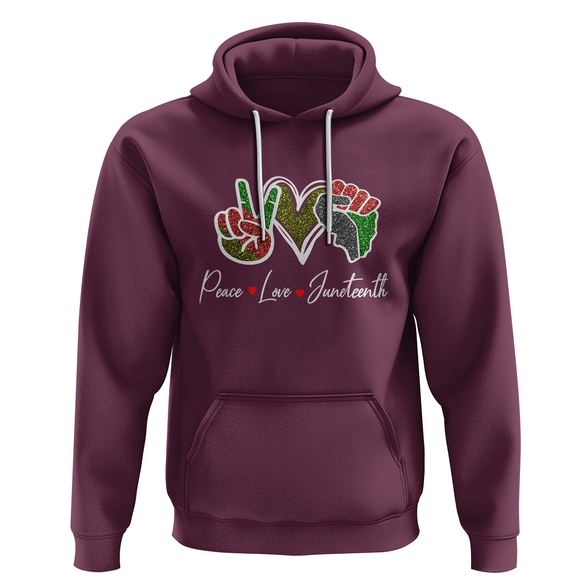 Peace Love Juneteenth Hoodie Black Pride Freedom - Wonder Print Shop