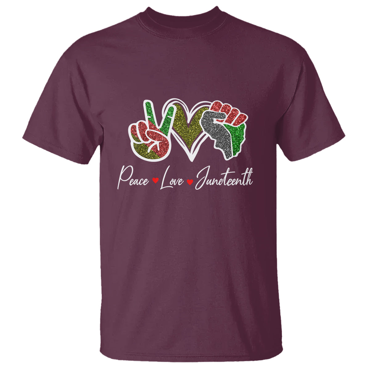 Peace Love Juneteenth T Shirt Black Pride Freedom - Wonder Print Shop